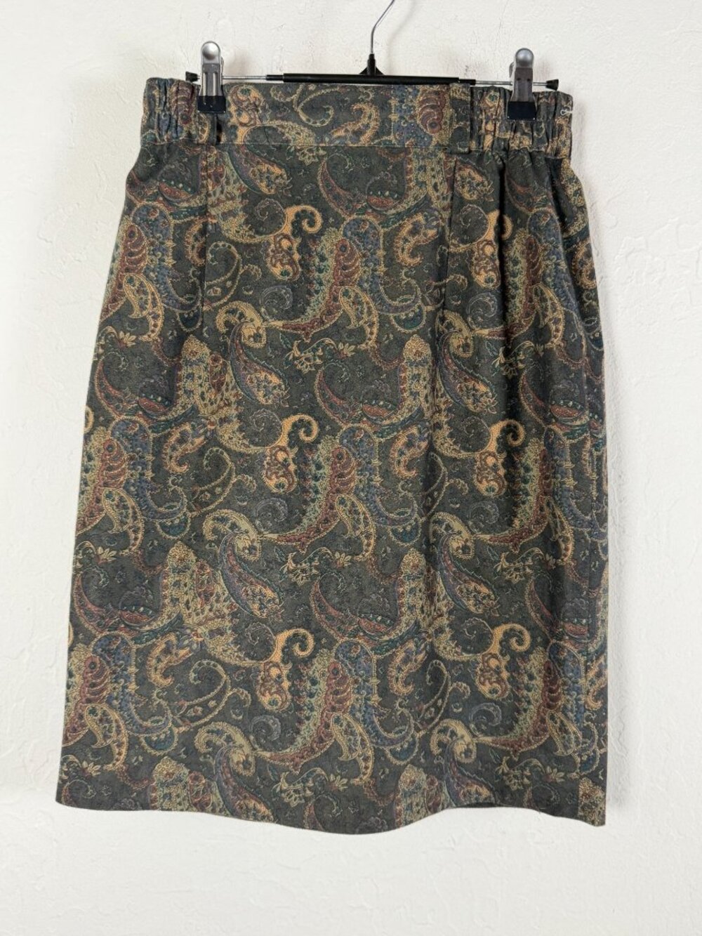 Gust Women's Size 11 Paisley Print Pencil Skirt Elastic Waist/Zip Japan